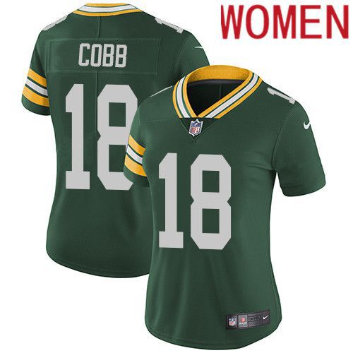 Women Green Bay Packers #18 Randall Cobb Green Nike Vapor Limited NFL Jersey->women nfl jersey->Women Jersey